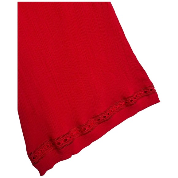 Lulus Womens XS Perfect Time Shift Dress Short Sleeve Gauzy Embroidered Red - Picture 4 of 16